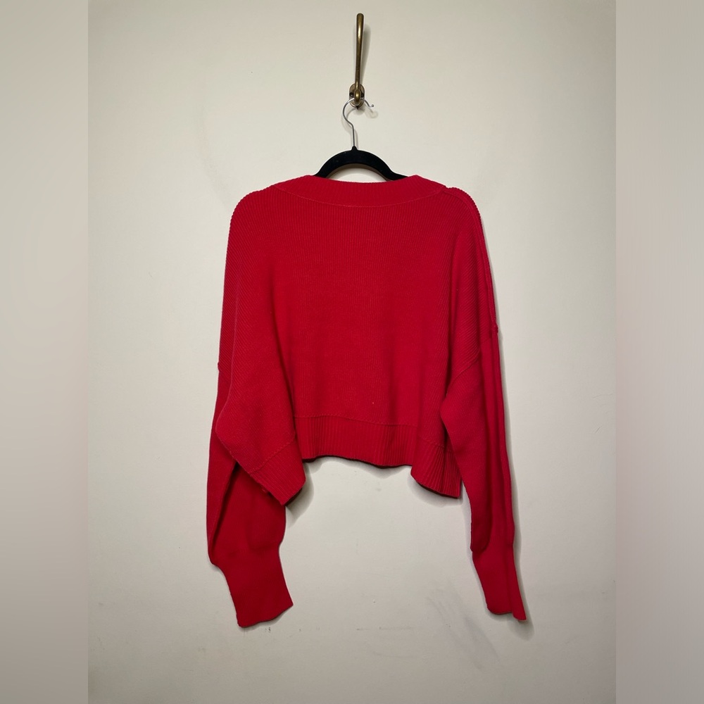 Free People Easy Street Crop Pullover In Racing Red - Picture 6 of 6